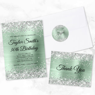 Glittery Silver Pale Mint Foil 40th Birthday Classic Round Sticker