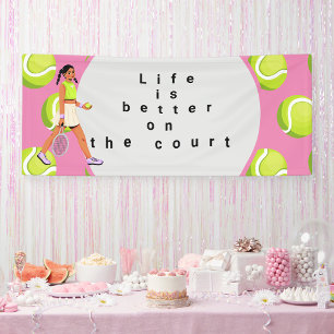 Tennis ball life is better on the court on pink   large gift bag
