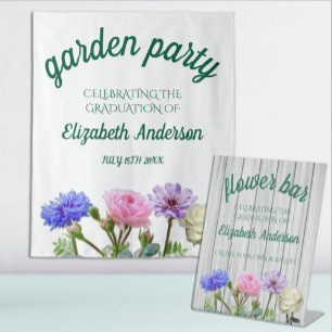 Graduation Garden Party Flower Bar Pedestal Sign