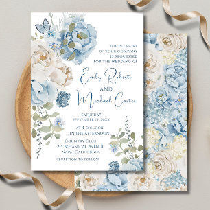 Romantic Dusty Blue Watercolor Floral Wedding Envelope