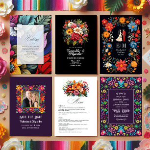 Vibrant Watercolor Mexican Fiesta Wedding Save The Date