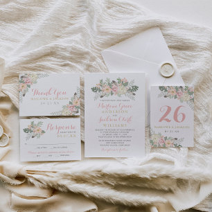 Blush Pink Gold Floral Boho Wedding Table Number