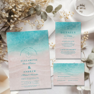 Watercolor Tropical Beach Wedding Save The Date