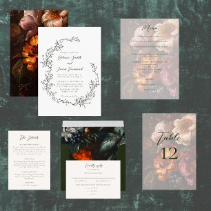 Romantic Baroque Floral Painting Wedding Details Enclosure Card