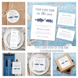 Two Less Fish In The Sea Blue Couples Shower Enclosure Card
