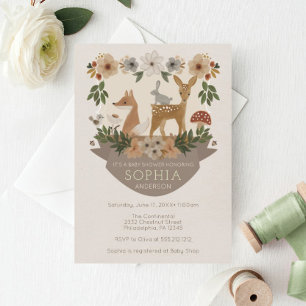Modern Woodland Drive-by Baby Shower Invitation
