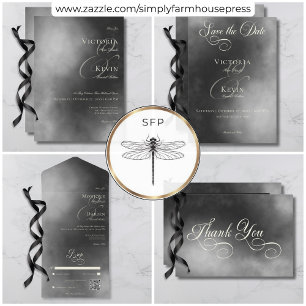 Dark Moody Midnight Black Fog Wedding Invitation