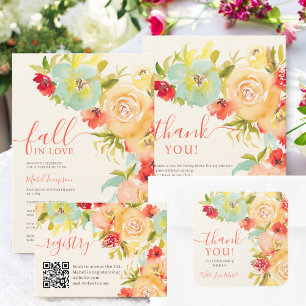Boho Fall floral watercolor bridal shower thanks Square Sticker