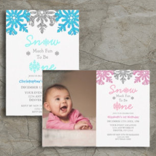 Snow Much Fun To Be One Winter 1st Birthday Invitation