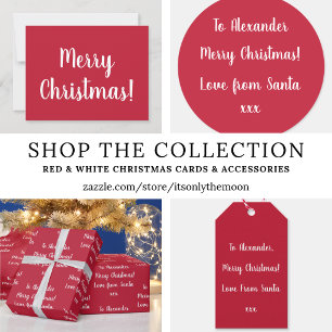Red Merry Christmas Love From Santa Personalized Holiday Card