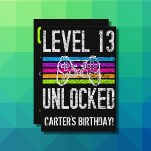 Level 13 Unlocked 13th Birthday Personalized Gamer Square Sticker
