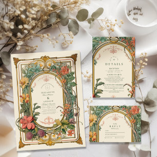 Vintage Floral Art Nouveau Wedding Save The Date