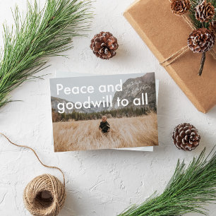 Peace and Goodwill Modern Flat Holiday Photo Card