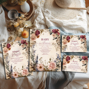 Whimsical Baby in Bloom Wildflower  Invitation