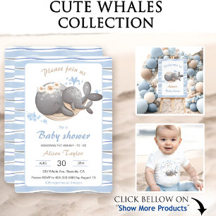 Boy Nautical Whale Baby Shower Welcome Sign Tapestry