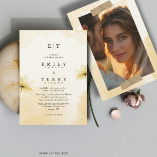 Golden Hour Grace Overlay Photo & Monogram Wedding Invitation