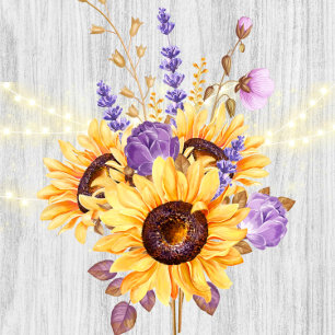 Invitation Spring Sunflower Purple Peony Détails du Mariage