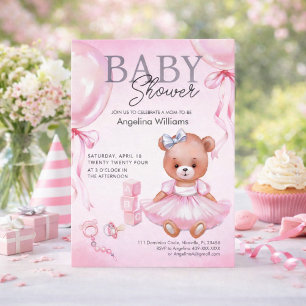 Baby Shower Invitation with teddy bear.
