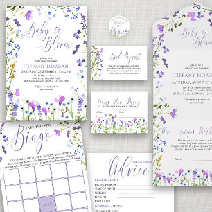 Baby in Bloom Purple Wildflower Baby Shower Invitation
