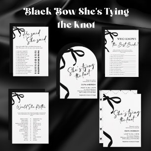 Black Bow He Said She Said Bridal Shower Game Invitation
