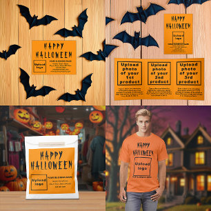 Business Halloween Greeting on Orange Colour Round 3 Inch Round Button