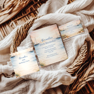 Serene Coastal Sail Birthday Invitation
