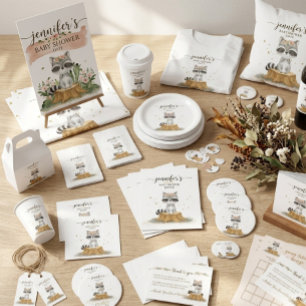 Pink Boho Animal Raccoon Tropical Baby Shower Invitation