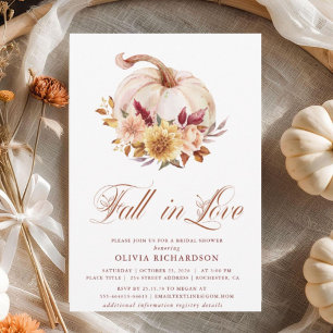 Rust Terracotta Floral Pampas Grass and Pumpkin Poster