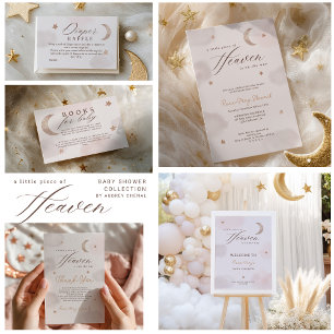 Moon Stars Little Piece of Heaven Baby Shower Thank You Card