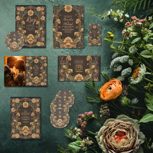 Decorative Floral Art Nouveau Wedding Classic Round Sticker