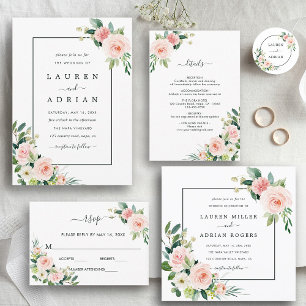 Blush Pink Bloom Wedding Invitation