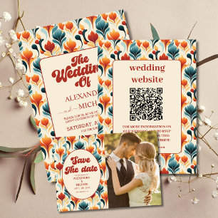 Groovy Retro 70s Floral Wedding Save The Date