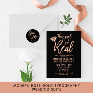 Rose Gold Tied the Knot Wedding Photo Announcement
