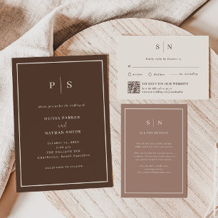 Taupe Minimal Chic Border   Wedding Guest Details Enclosure Card