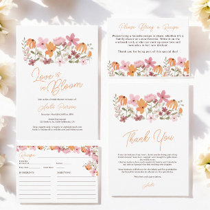 Boho Wildflowers Bridal Shower Recipe Enclosure Card
