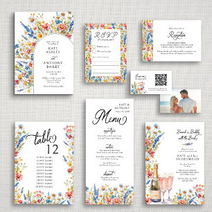 Carte D'accompagnement Réception de mariage pour Fleurs sauvages de pays