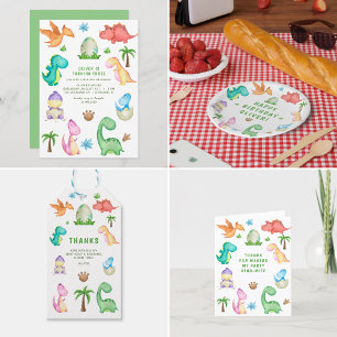 Three Dinosaur Birthday Party Invitation
