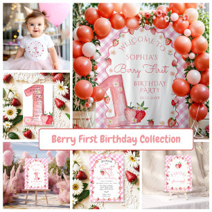 Strawberry Birthday Sweet One Berry 1st Birthday Invitation