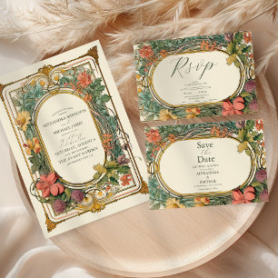 Vintage Floral Art Nouveau Wedding Save The Date