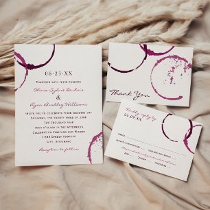 Rustic Burgundy Wine Stain Wedding RSVP Card
