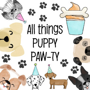 Puppy Dog Frenchie Girl Birthday Pawty Invitation