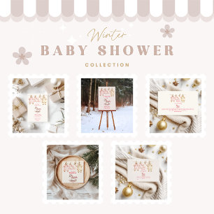 Pink Christmas Rocking Horse Baby Shower Invitation