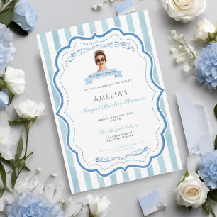 Princess Diaries Blue Bridal Shower Invite Square Paper Coaster