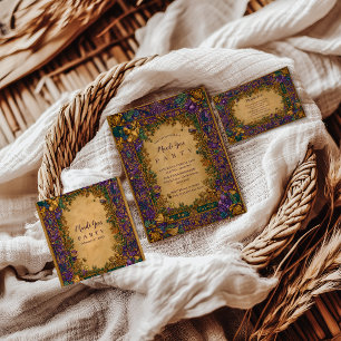 Botanical Baroque Mardi Gras Masquerade Invitation