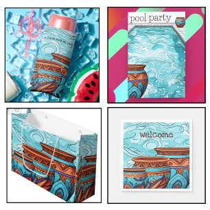 Aqua Blue Customizable Pool Party Invitation
