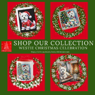 Westie Christmas Santa Suit On Black Holiday Card