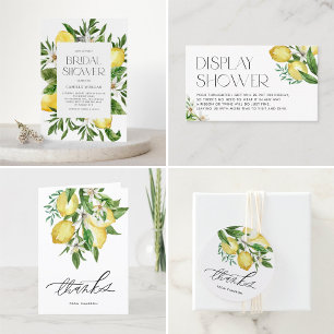 Watercolor Lemon Frame Botanical Bridal Tea Party Invitation