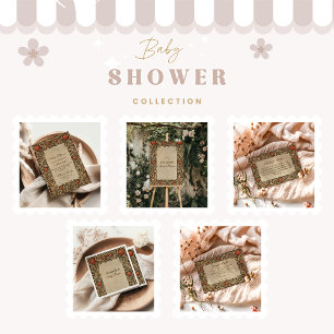 Rustic Pomegranate Vintage Baby Shower Invitation