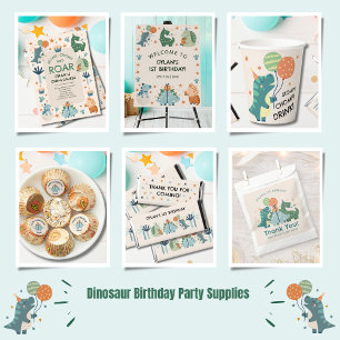 Cute Watercolor Dinosaur Birthday Party Welcome  Poster