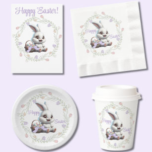 Easter Bunny With Basket of Eggs Greeting Card